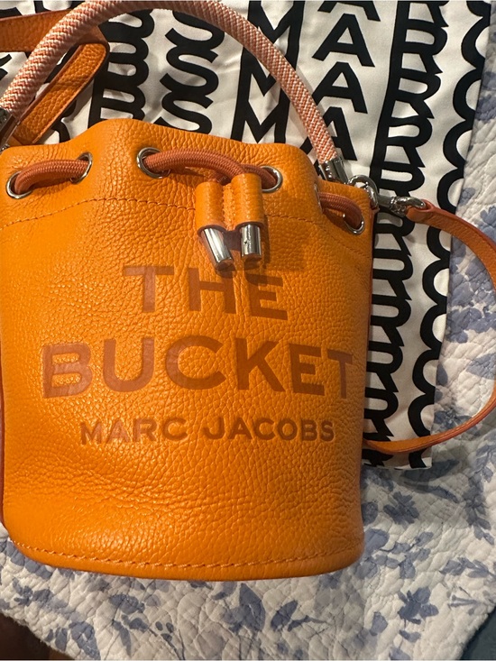 Marc Jacobs Handbags - Marc Jacobs Orange Pebbled Leather 'The Bucket' Drawstring Shoulder Bag